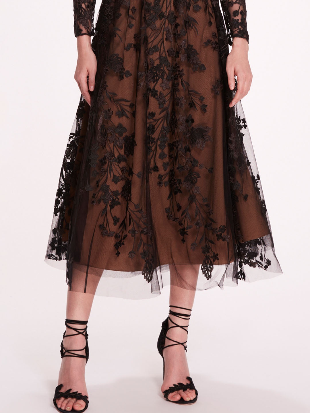 LONG SLEEVE TULLE MIDI DRESS - 4