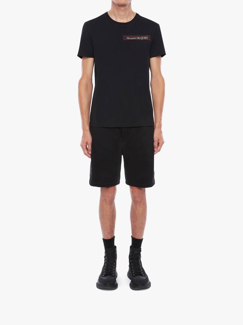 Selvedge Logo Tape Detail Shorts in Black - 2