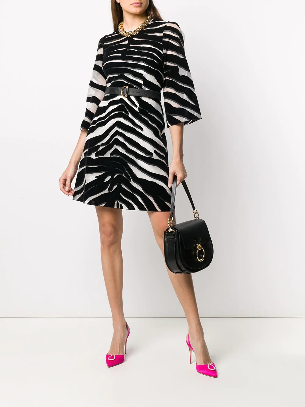 zebra print sheer dress - 2