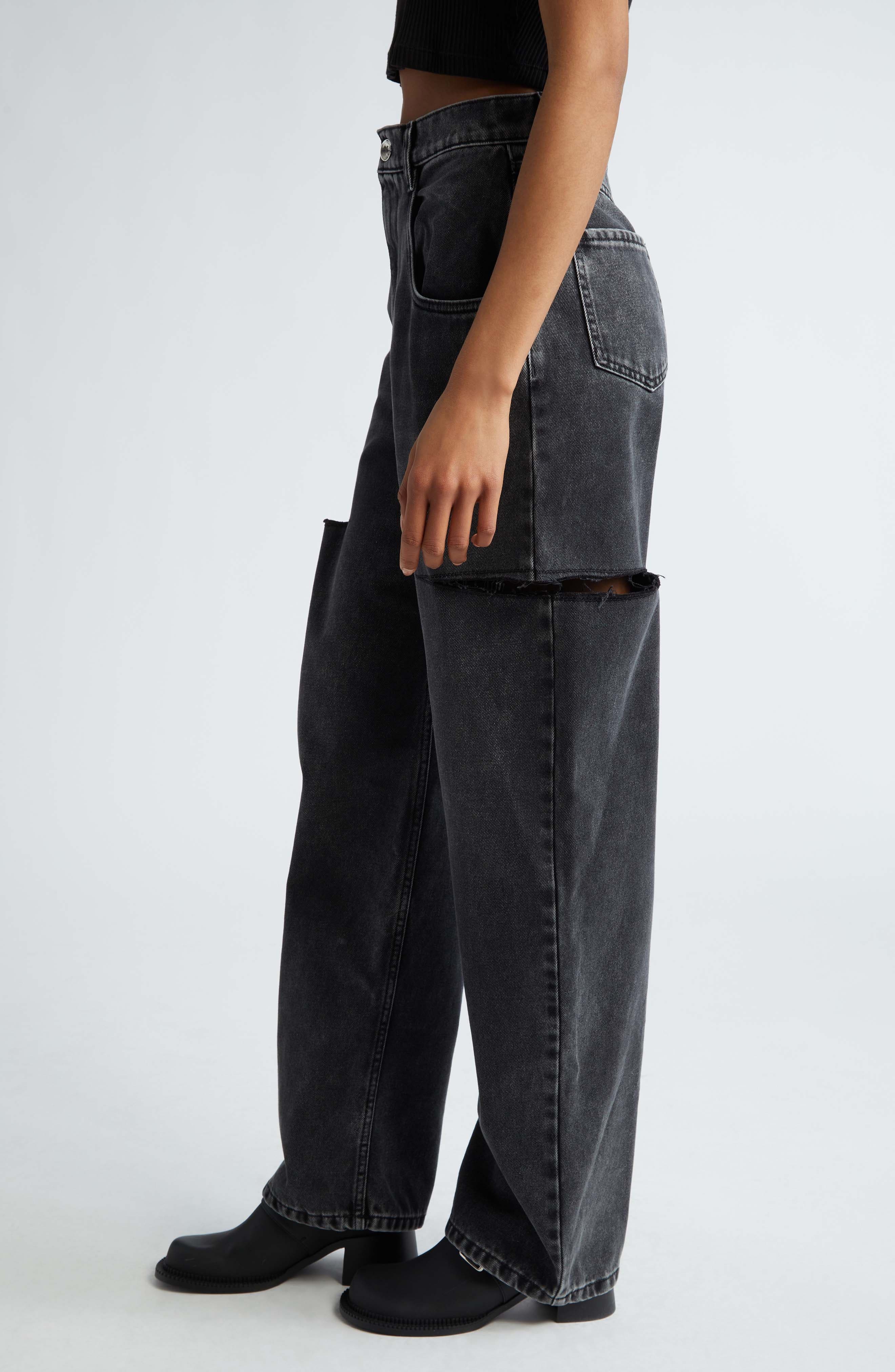 Ripped Side Cutout Jeans - 4