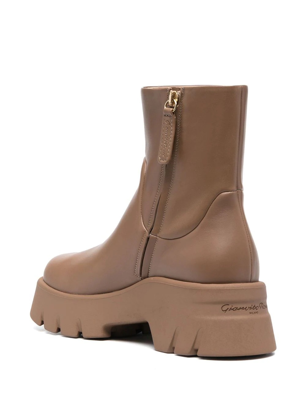zip-up leather ankle boots - 3