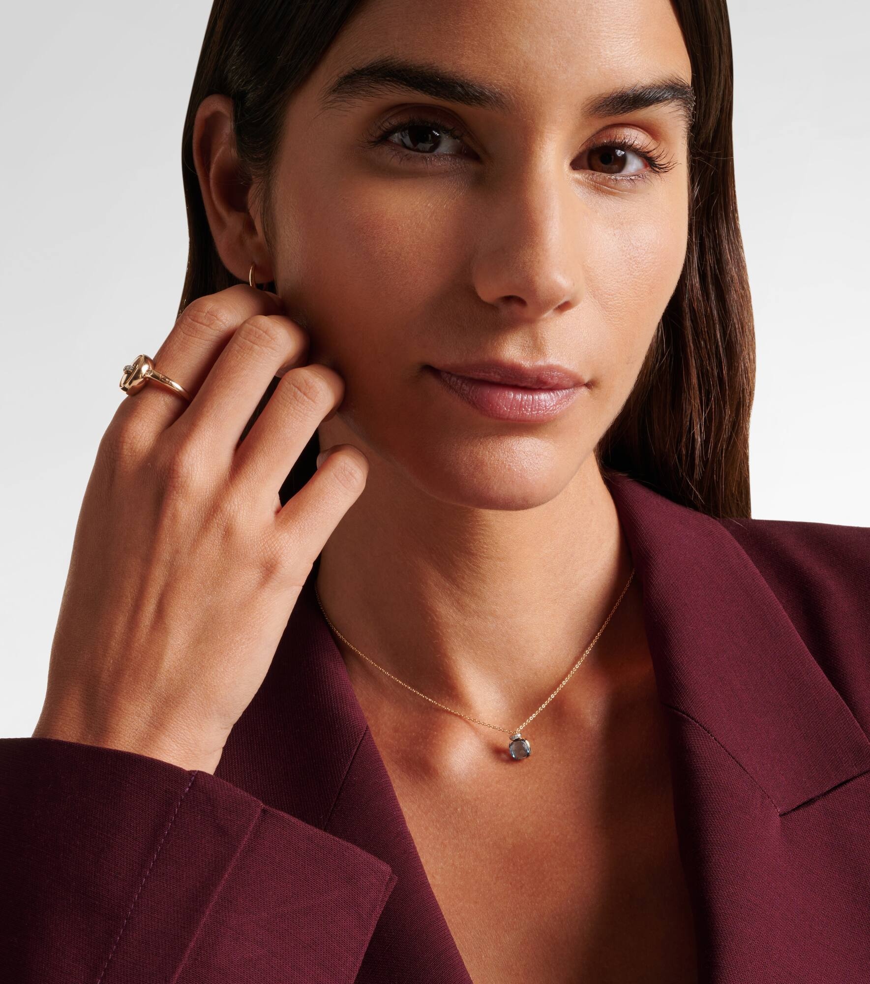 Nudo Mini 18kt rose gold pendant necklace with topaz and diamonds - 2