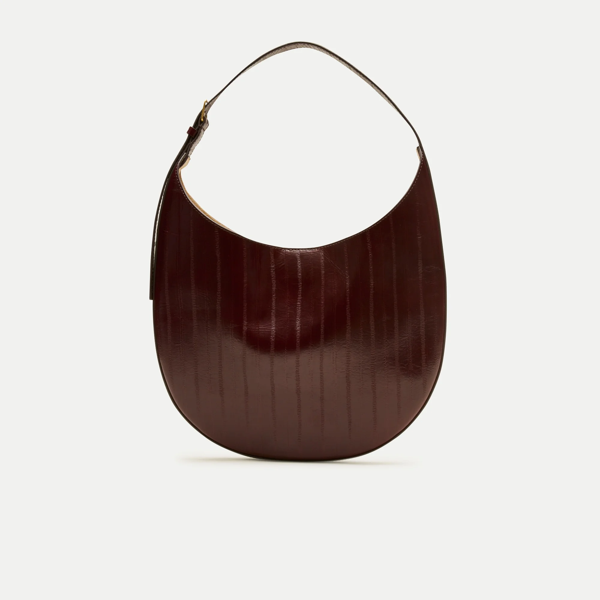 Round shoulder bag in eel-embossed leather - 1