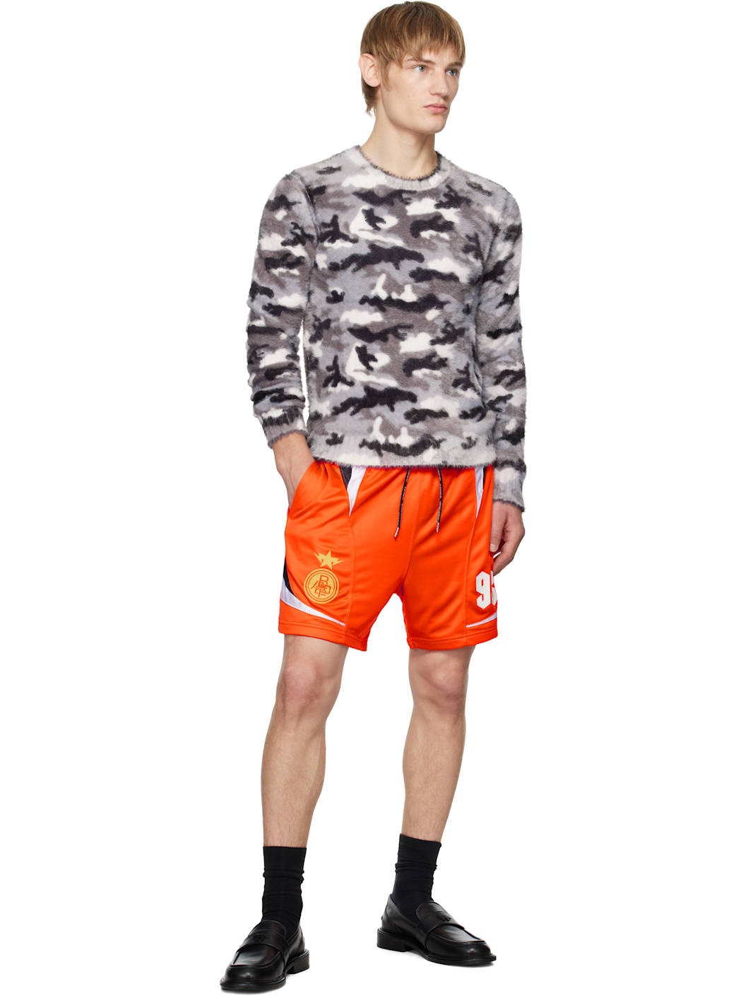 Orange Multi Logo Soccer Shorts - 4