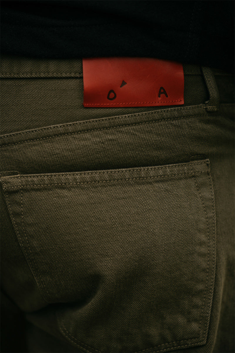 The Barrel Classic Straight Natural Slub - Military Green 14oz Selvedge 4