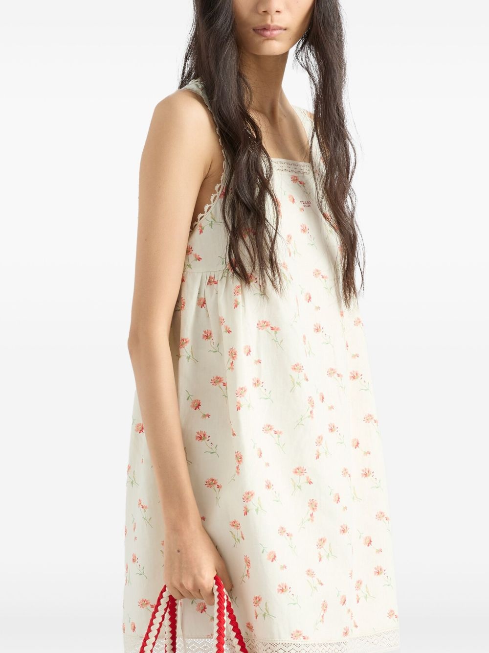 floral-print linen dress - 4