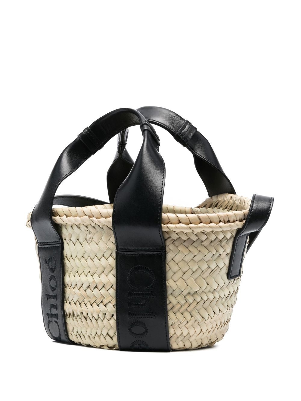 logo-print raffia tote bag - 3