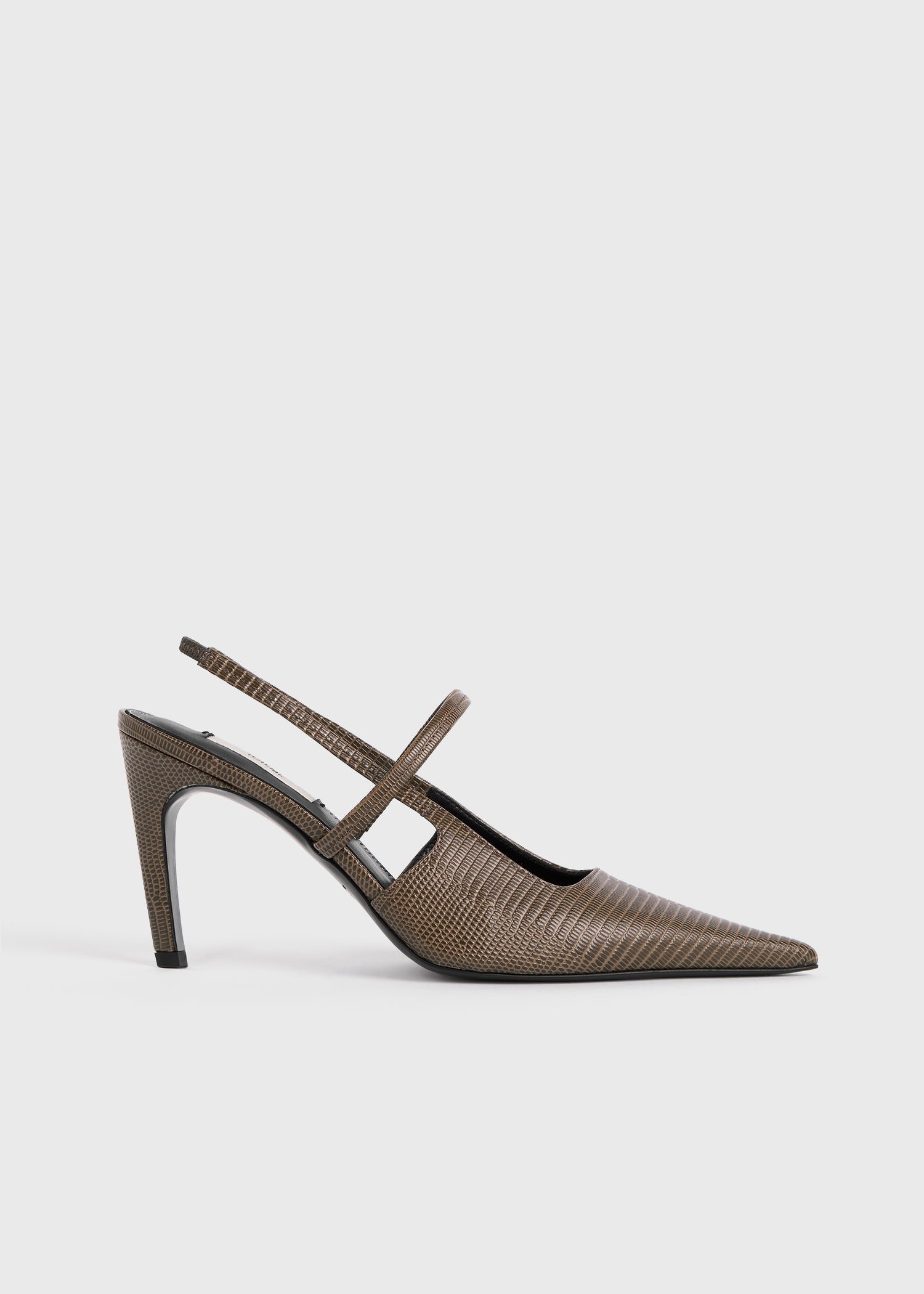 Lizard-embossed stiletto slingbacks dark olive - 8