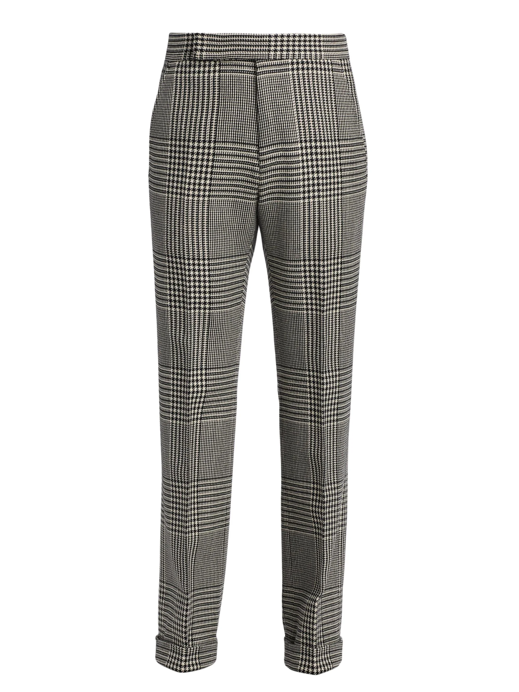 Men's Master Prince of Wales Wool Trousers - Black White - 1