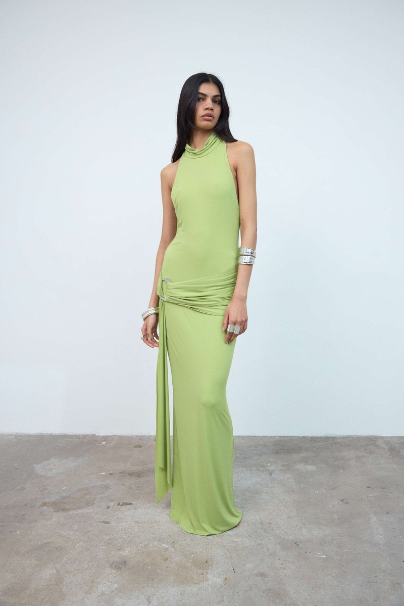 AIDANA MAXI DRESS IN GREEN SPANDEX JERSEY 3