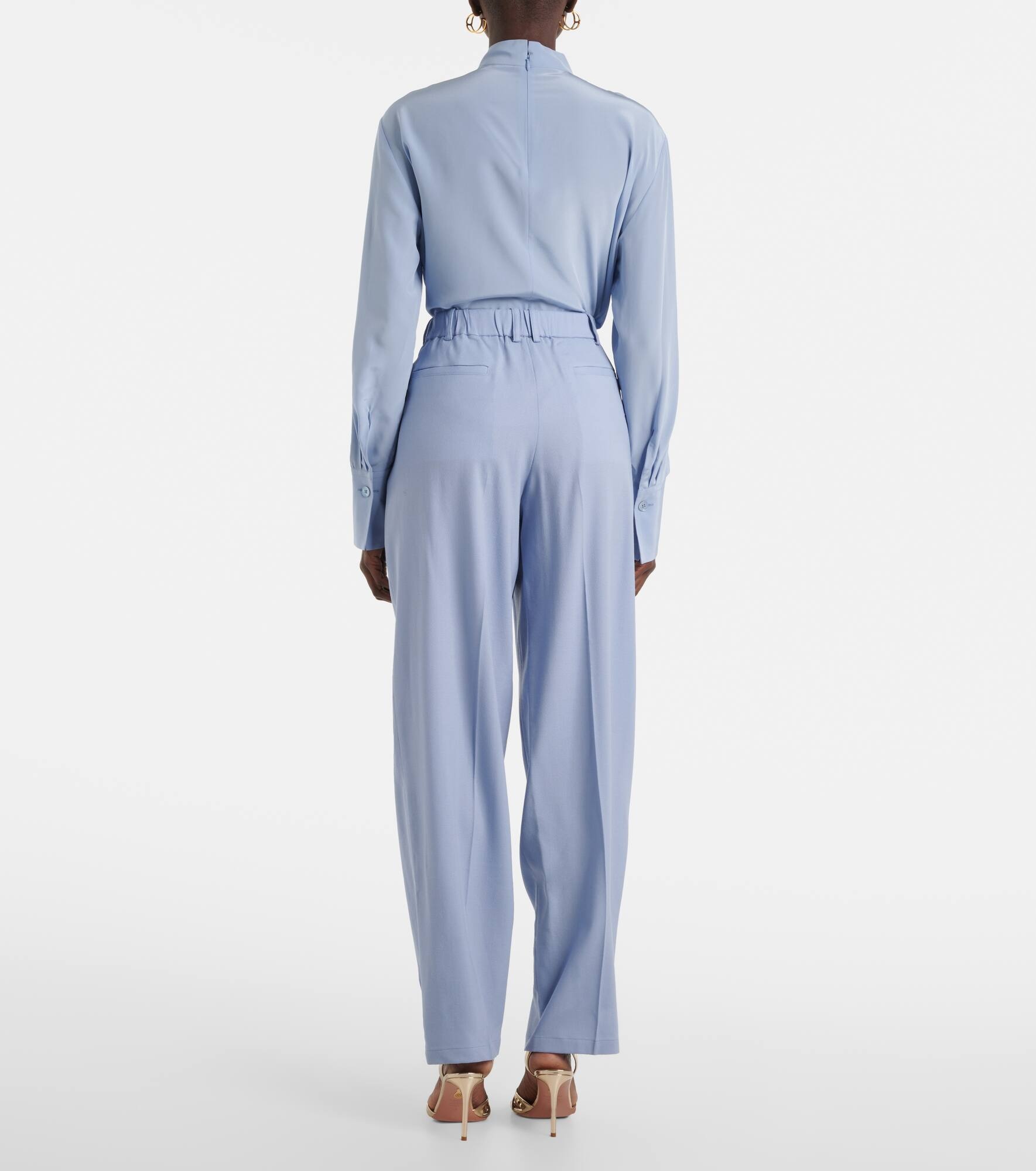 Bucklel wool crêpe wide-leg pants - 3