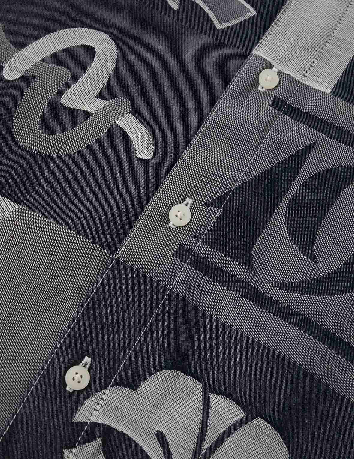 Allover Henohenomohe Godhead Jacquard Relax Fit Denim Shirt - 7