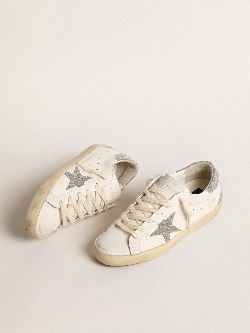 Golden Goose Super-Star with a silver Swarovski crystal star and heel tab outlook