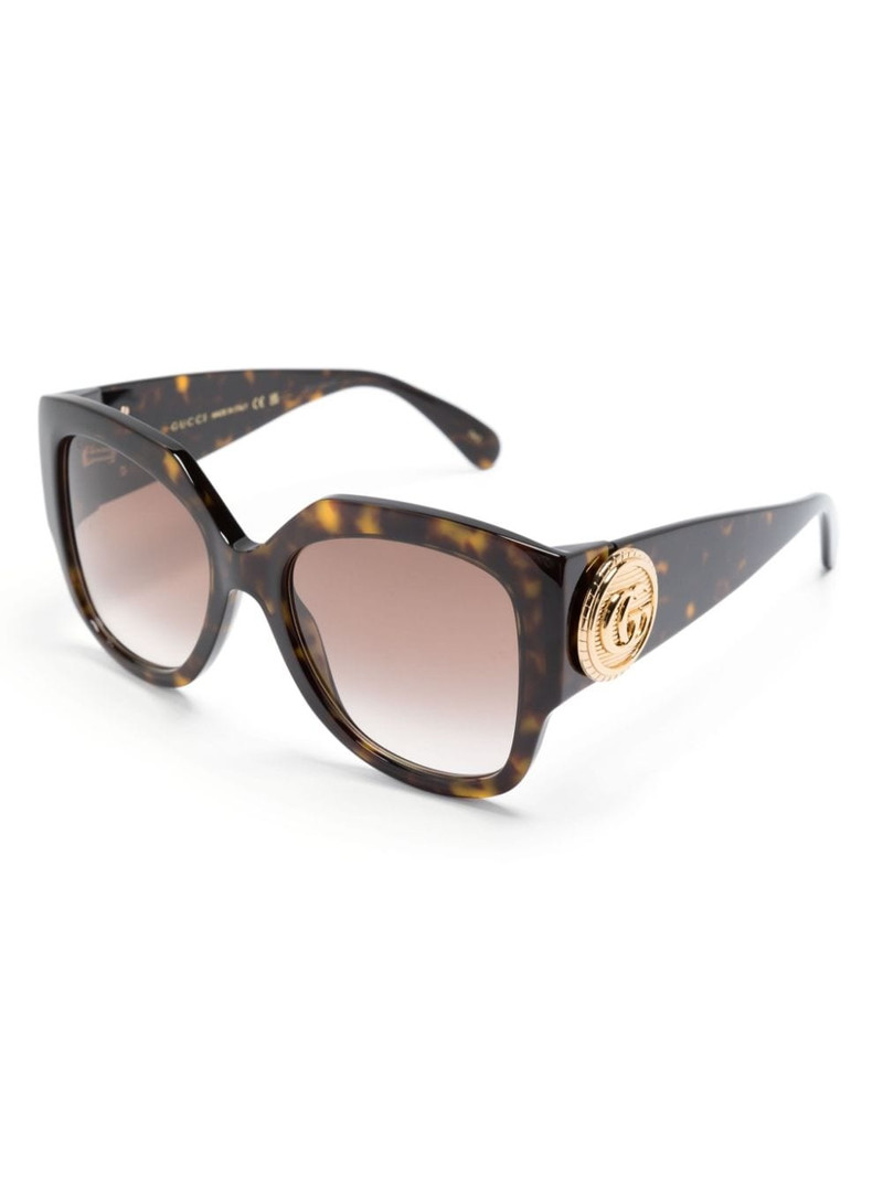 GUCCI logo-plaque round-frame sunglasses outlook