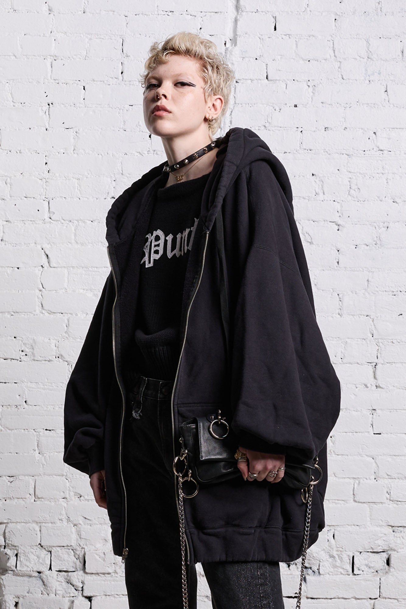 JUMBO ZIP HOODIE - BLACK - 2