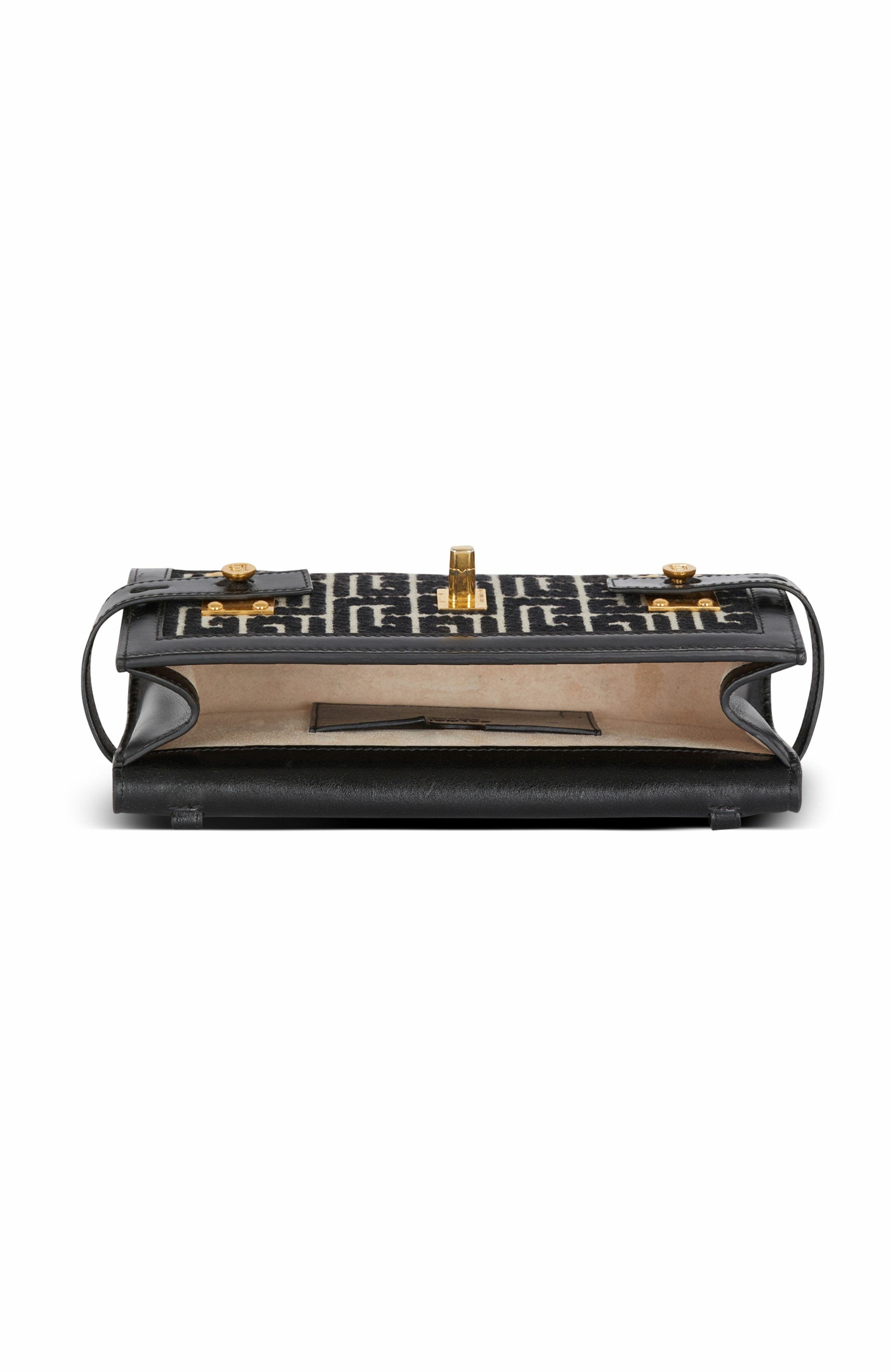 Balmain B-Buzz Pouch 23 in monogrammed jacquard canvas and leather in Black at Nordstrom - 3