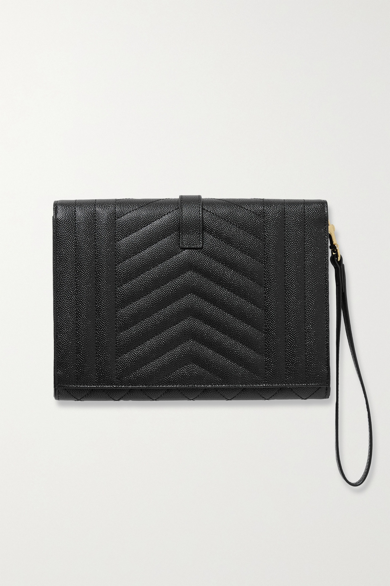 Envelope quilted textured-leather pouch - 3