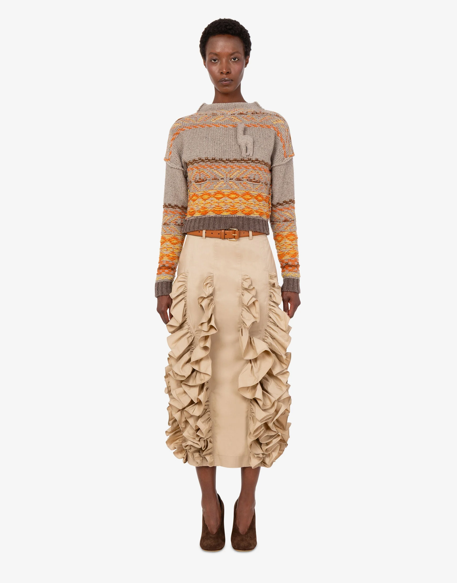 INLAID WOOL-AND-SILK BLEND SWEATER - 1