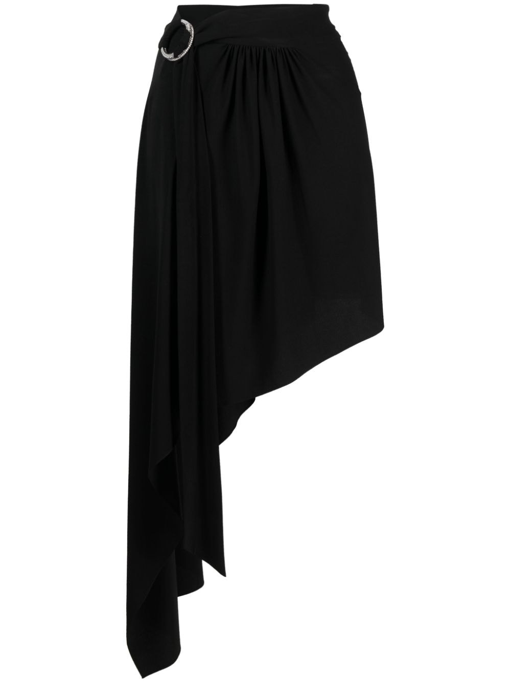 ring-detail belted asymmetric skirt - 1