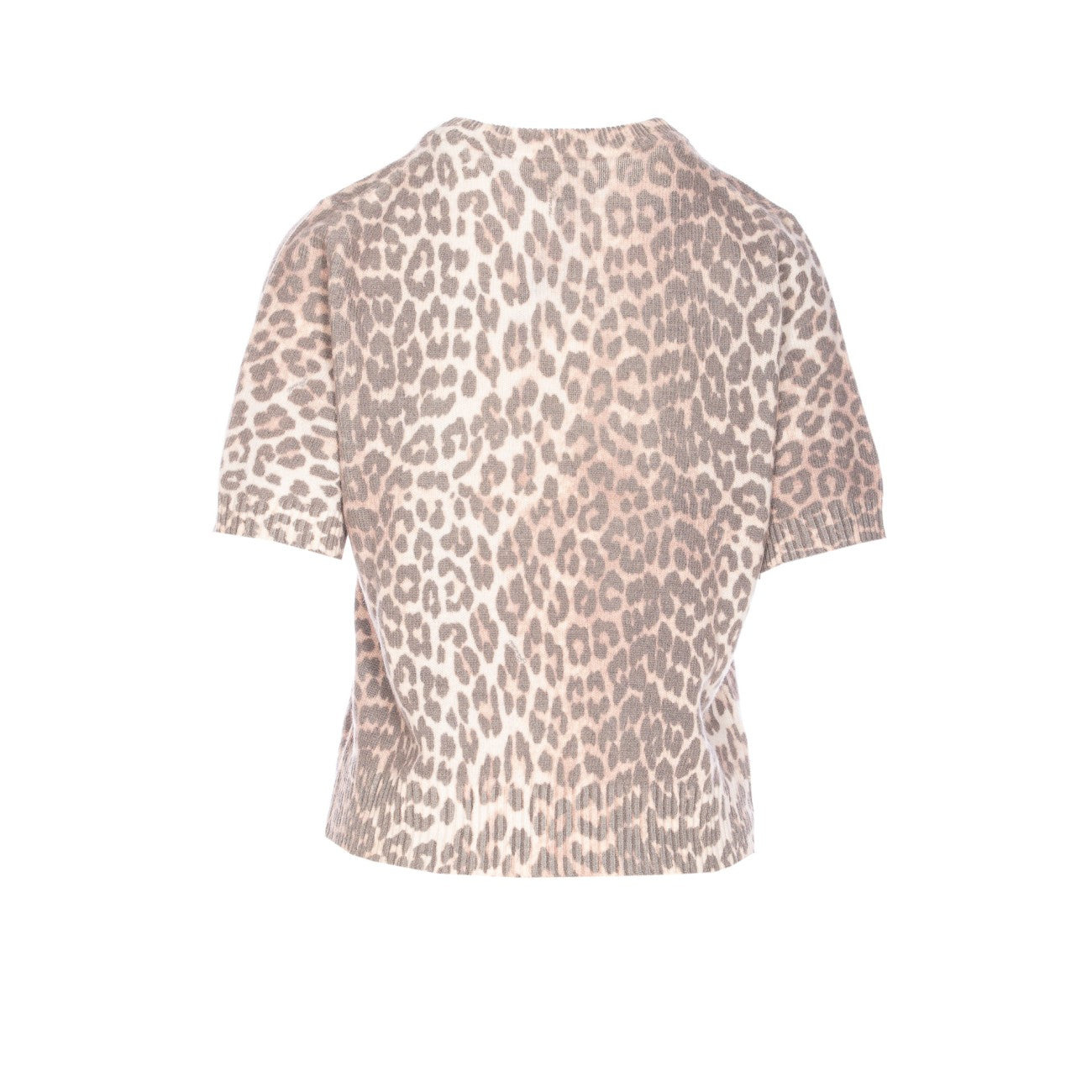 Ganni Women Leopard Wool Mix T-Shirt - 2