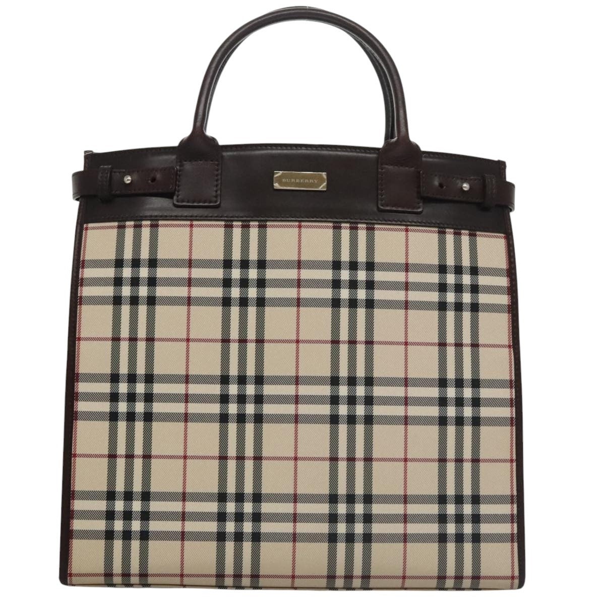 Burberry Nova Check Hand Bag Canvas Beige - 13