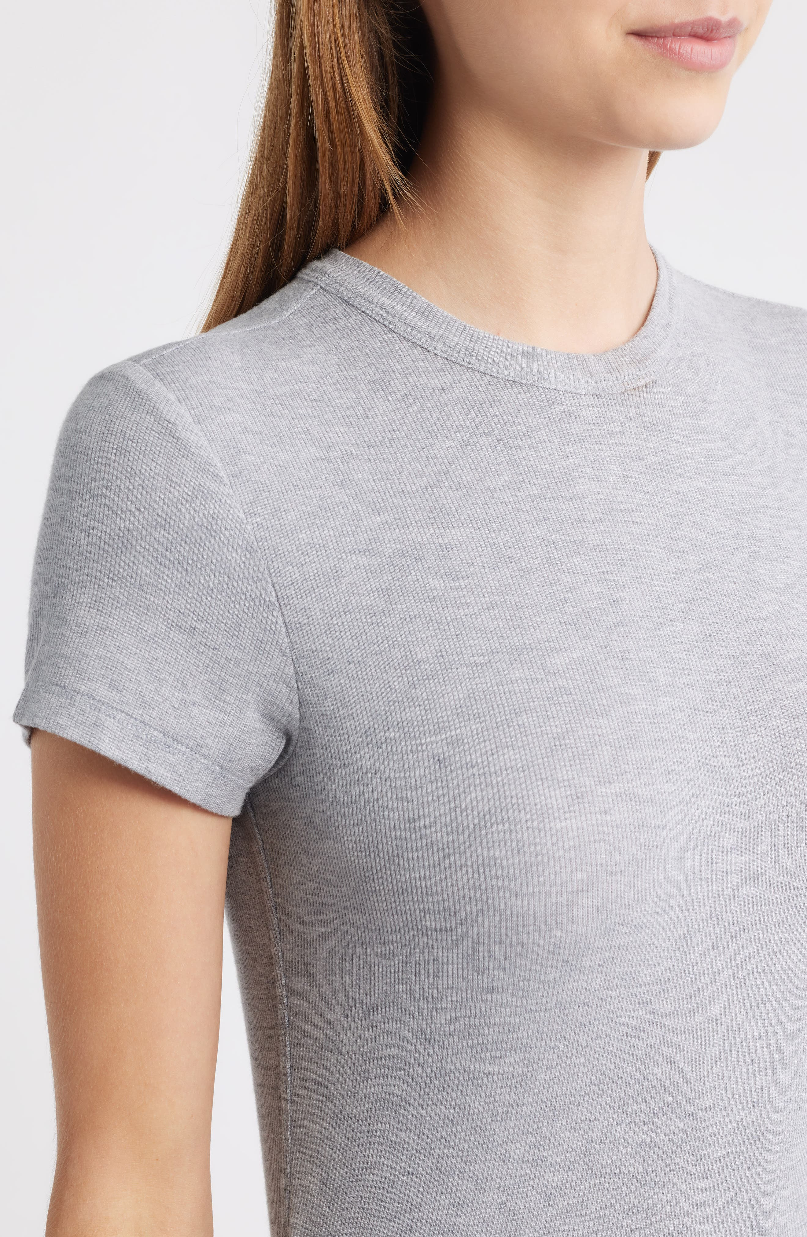 FRAME The Rib Baby T-Shirt in Heather Grey at Nordstrom - 4