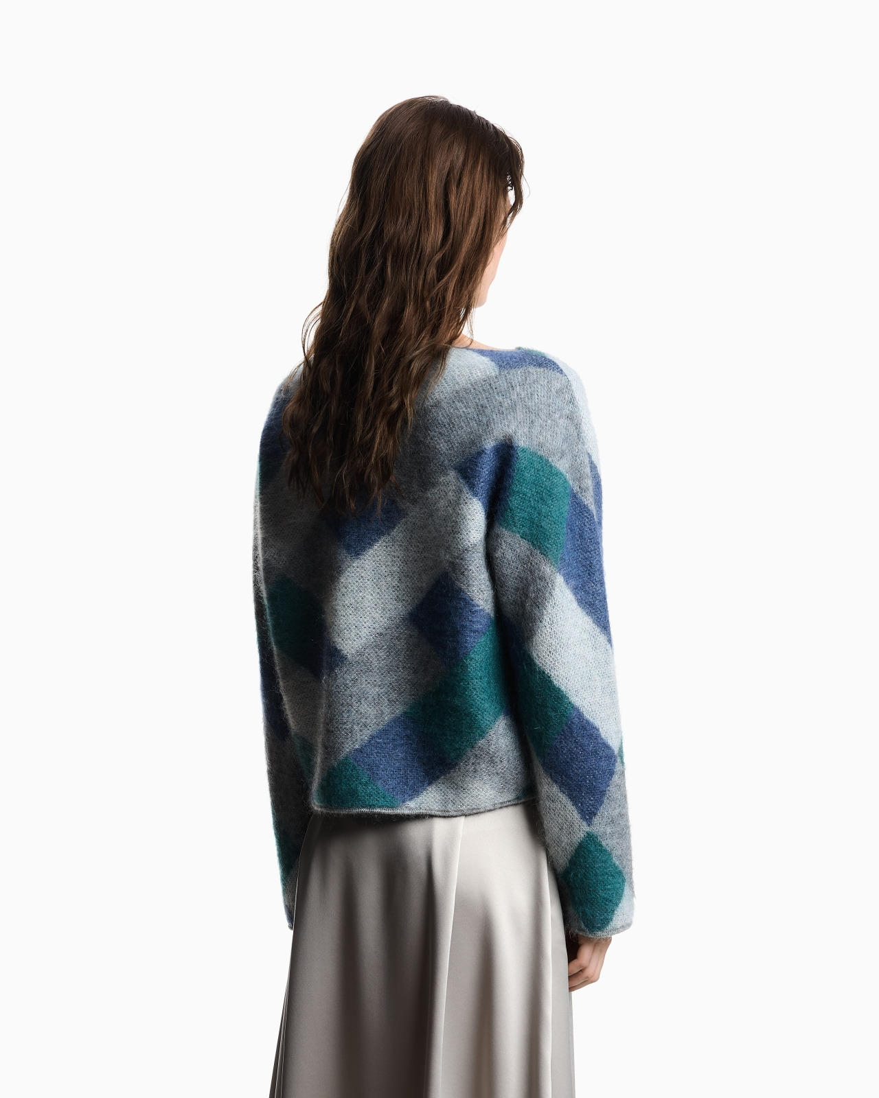 BOAT-NECK JUMPER IN JACQUARD WOOL-MOHAIR BLEND WITH AN ALL-OVER PATTERN - 3