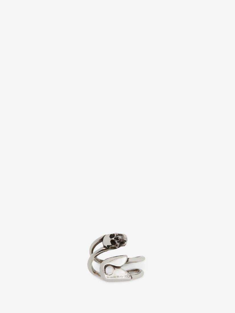 Safety Pin Ring in Antique Silver - 3