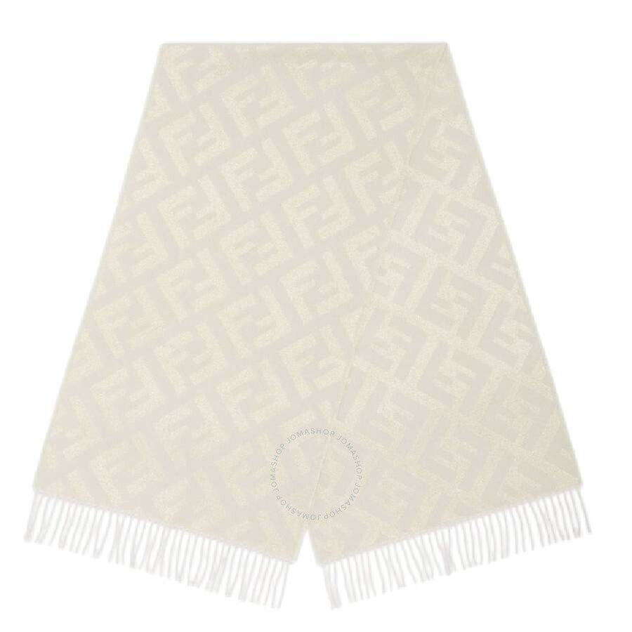 Fendi Jacquard Fringed Edges Cashmere Scarf - 1