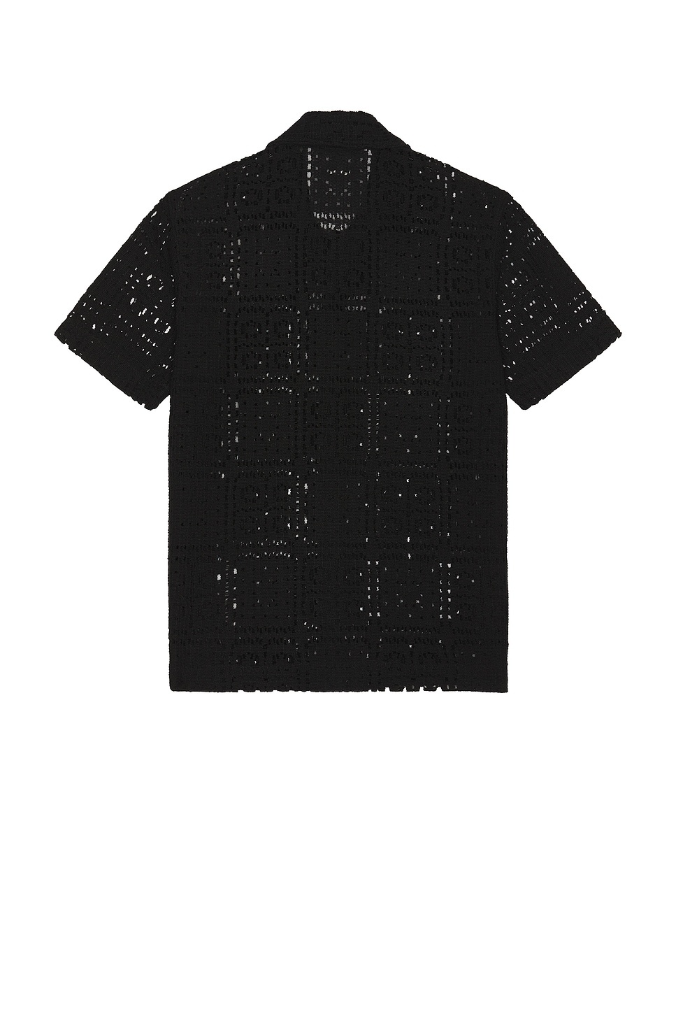 Knit Crochet Short Sleeve Button Down Shirt - 3