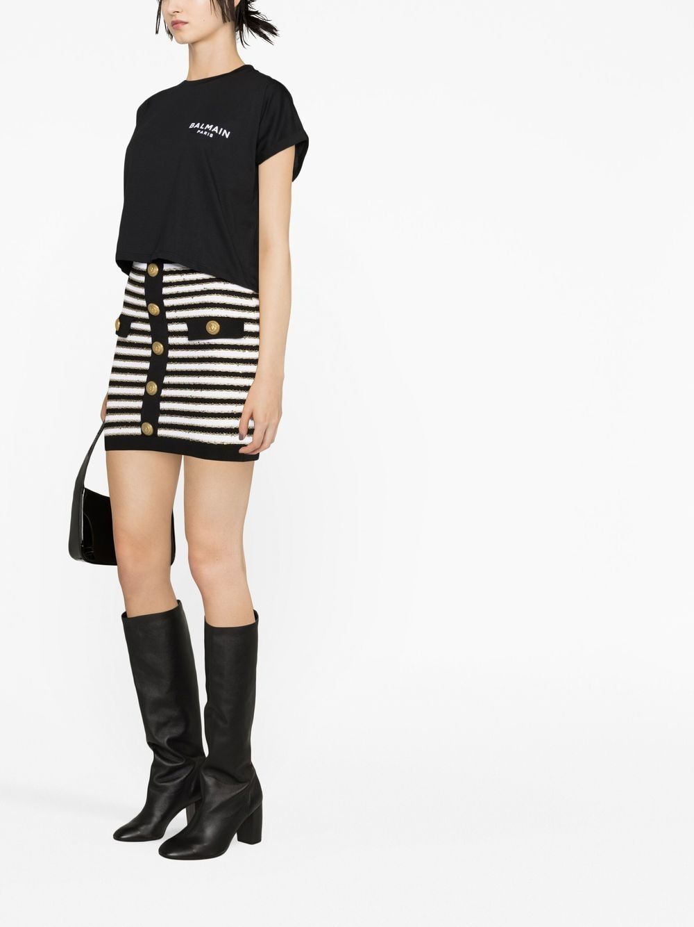 striped button-fasten skirt - 4