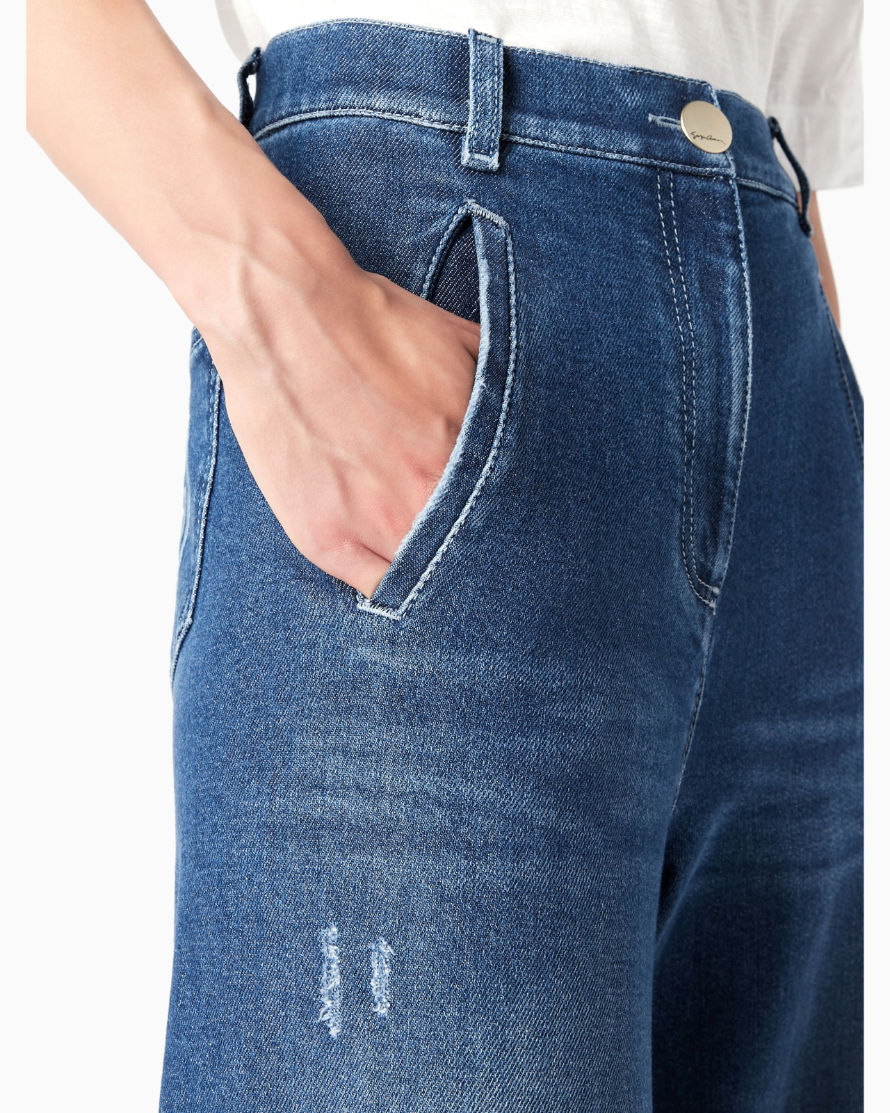 Denim Collection wide-leg trousers in stretch cotton denim - 5