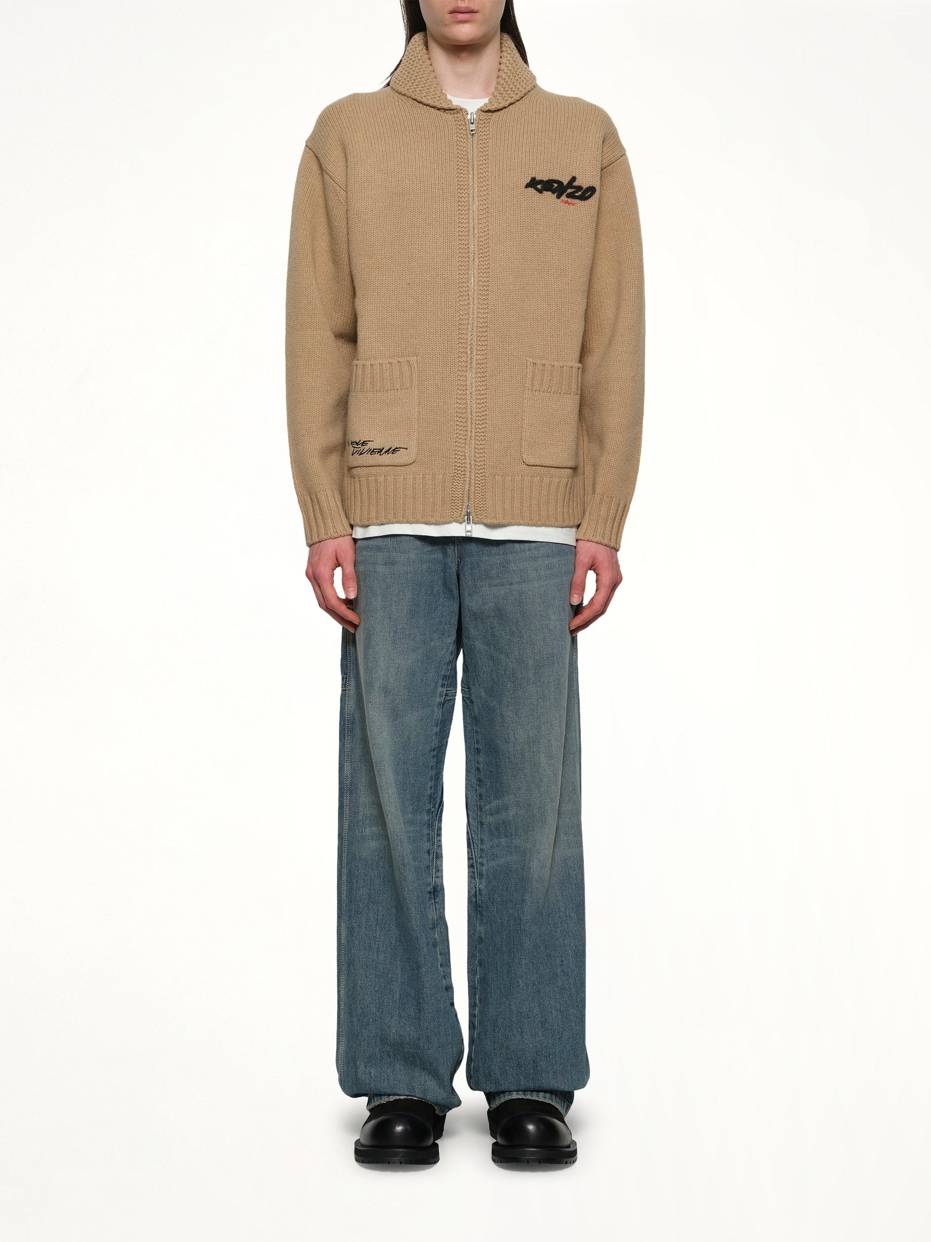 Rws Kenzo Futura Zipped Cardigan in Beige - 7
