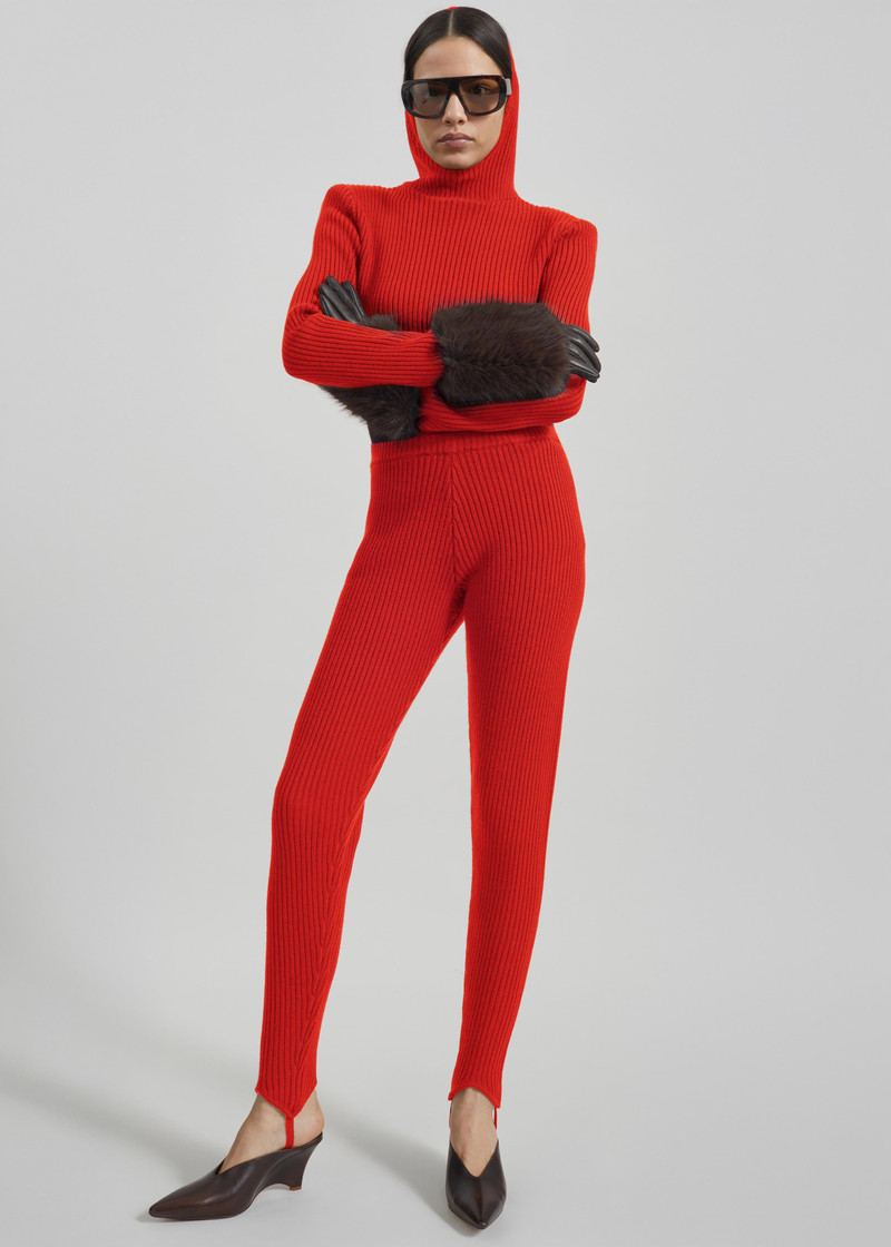 Piuma Knit Stirrup Leggings - Red 3