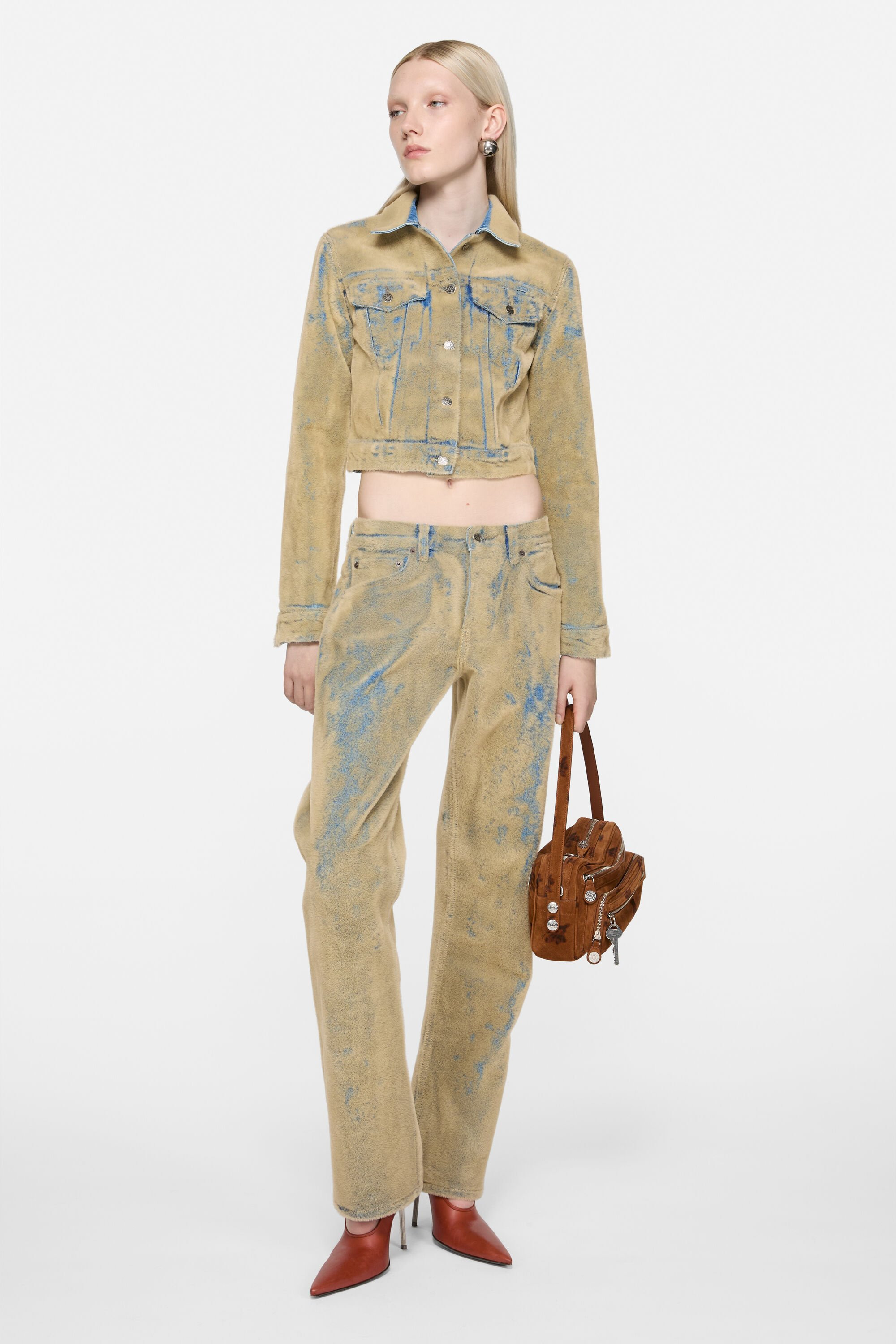 Flocked denim jacket - Blue/beige - 2