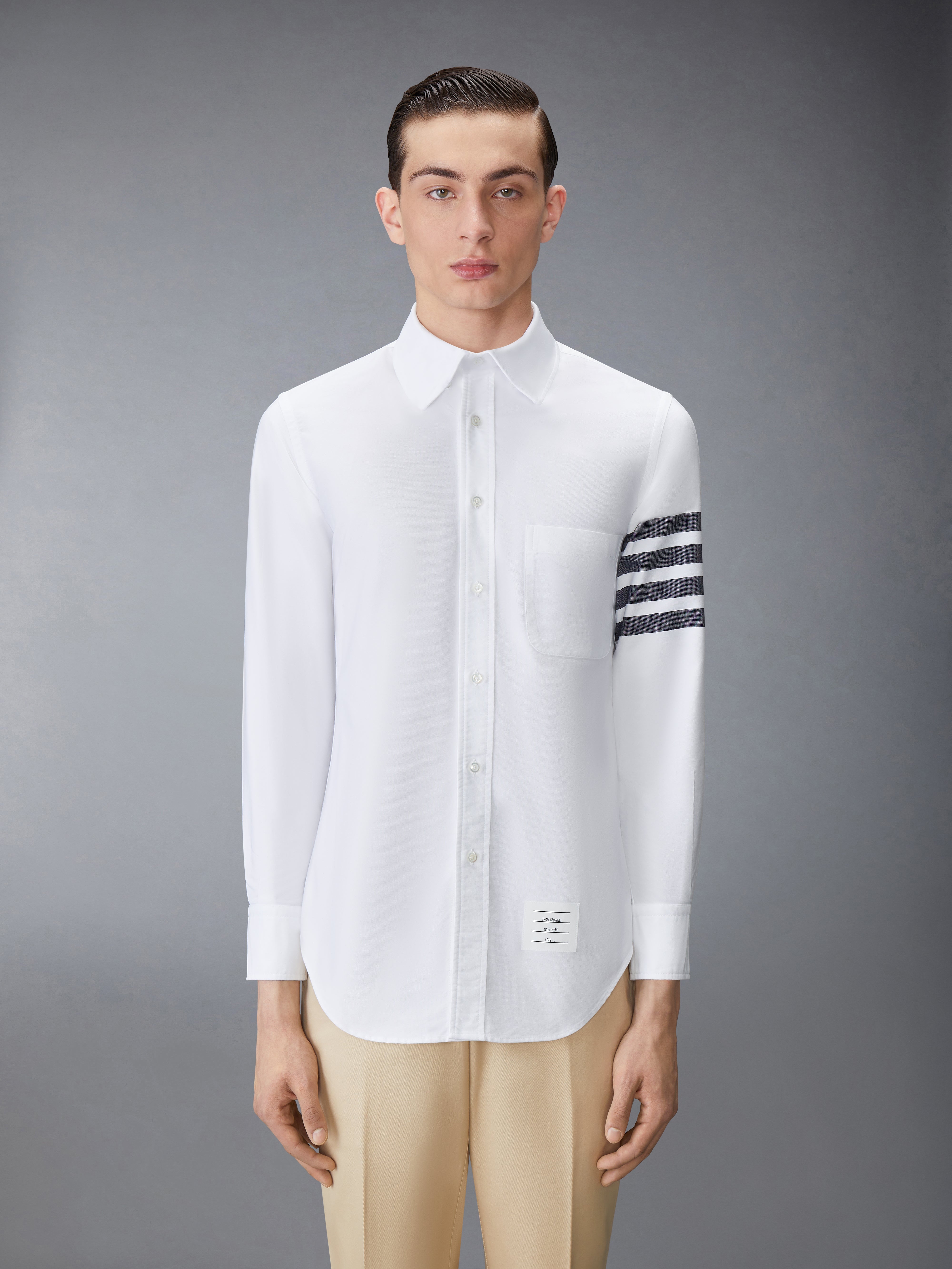 SOLID OXFORD 4-BAR POINT COLLAR SHIRT - 3