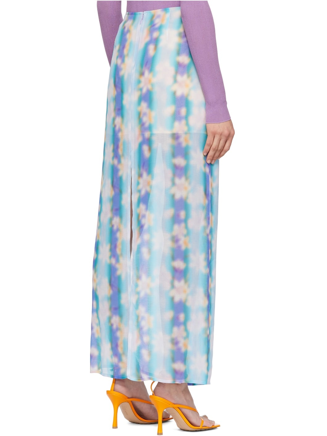 Blue Polyester Maxi Skirt - 3