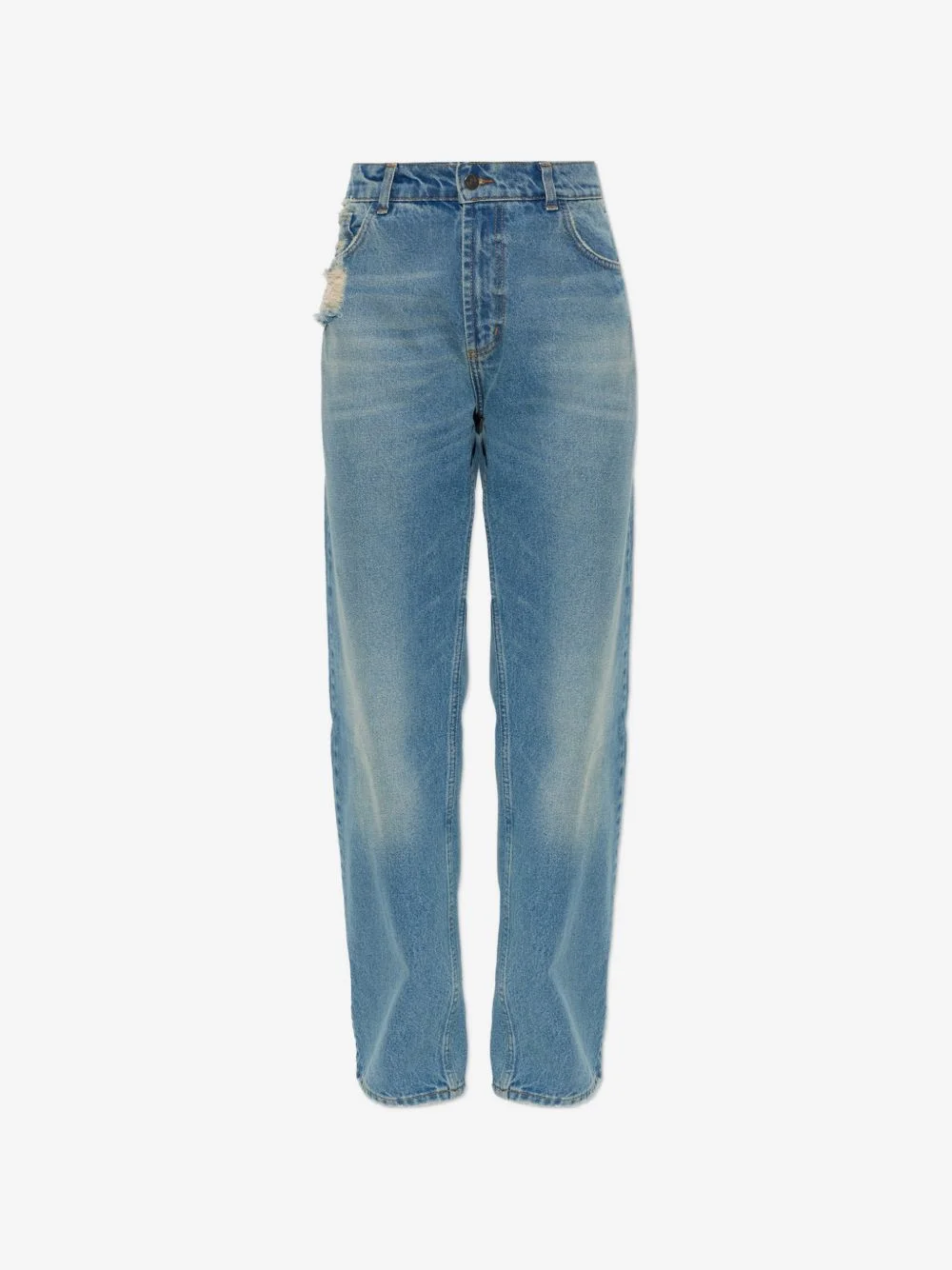 distressed straight-leg jeans - 1
