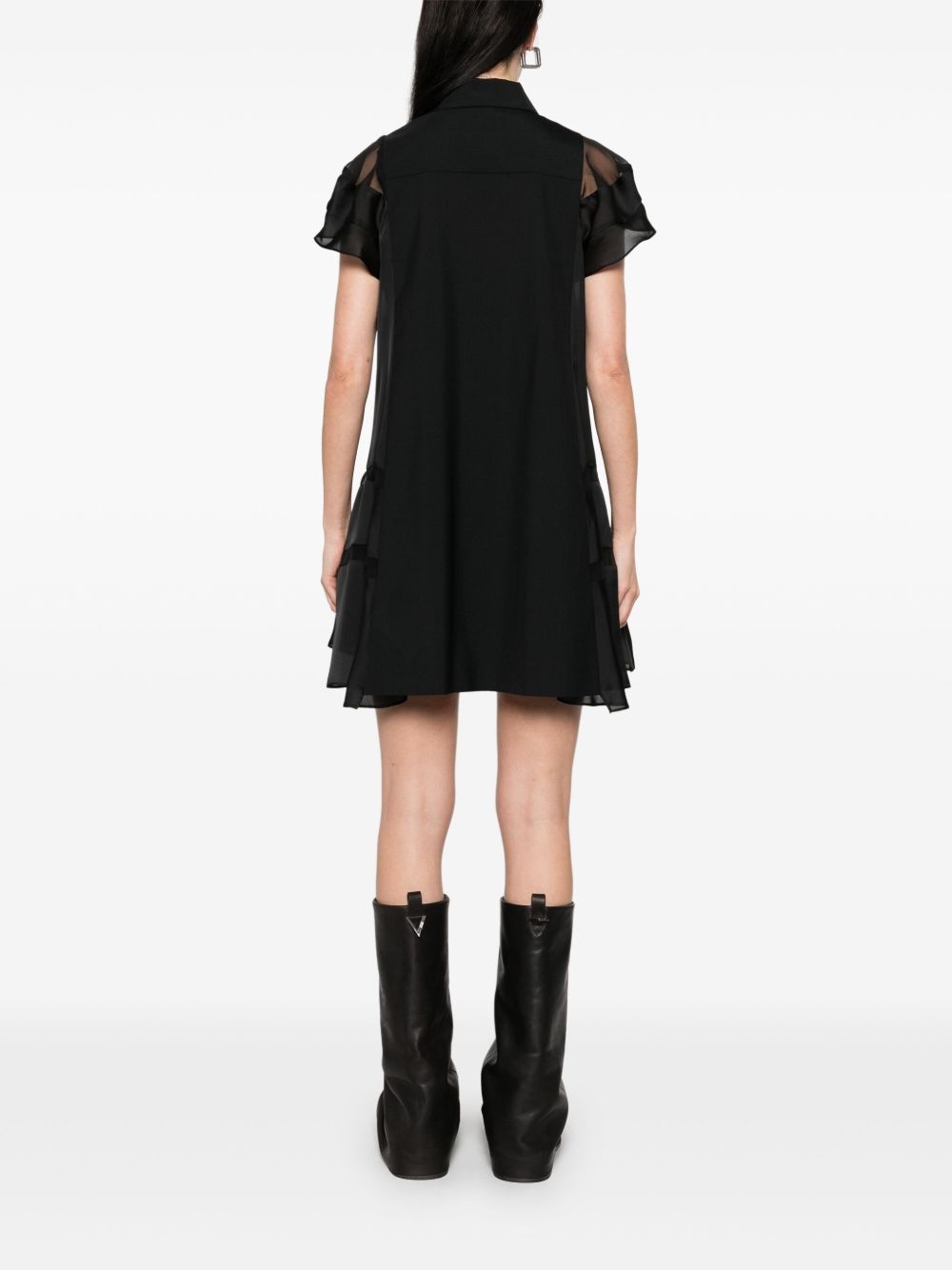 sheer-panels shirt dress - 4