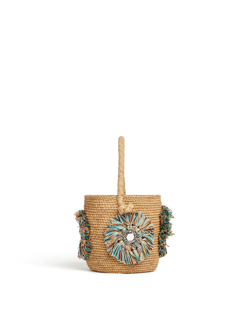 Raffia Mirror Mini Bucket Bag 5