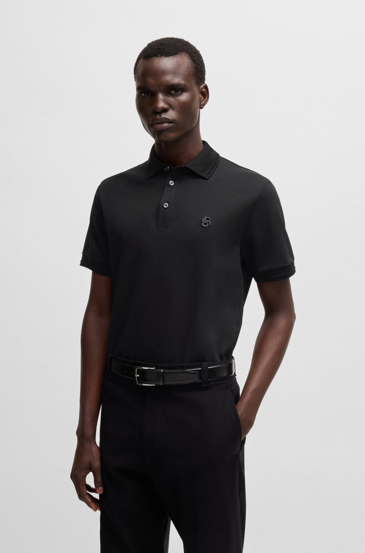COTTON-PIQUÉ POLO SHIRT WITH DOUBLE B MONOGRAM - 2