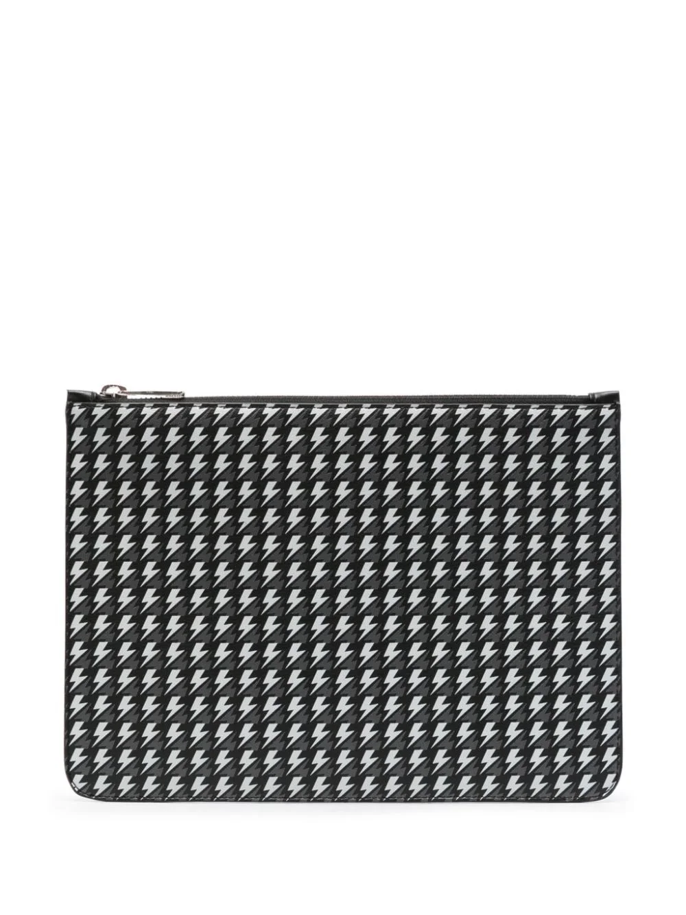 Thunderbolt-pattern leather clutch bag - 1