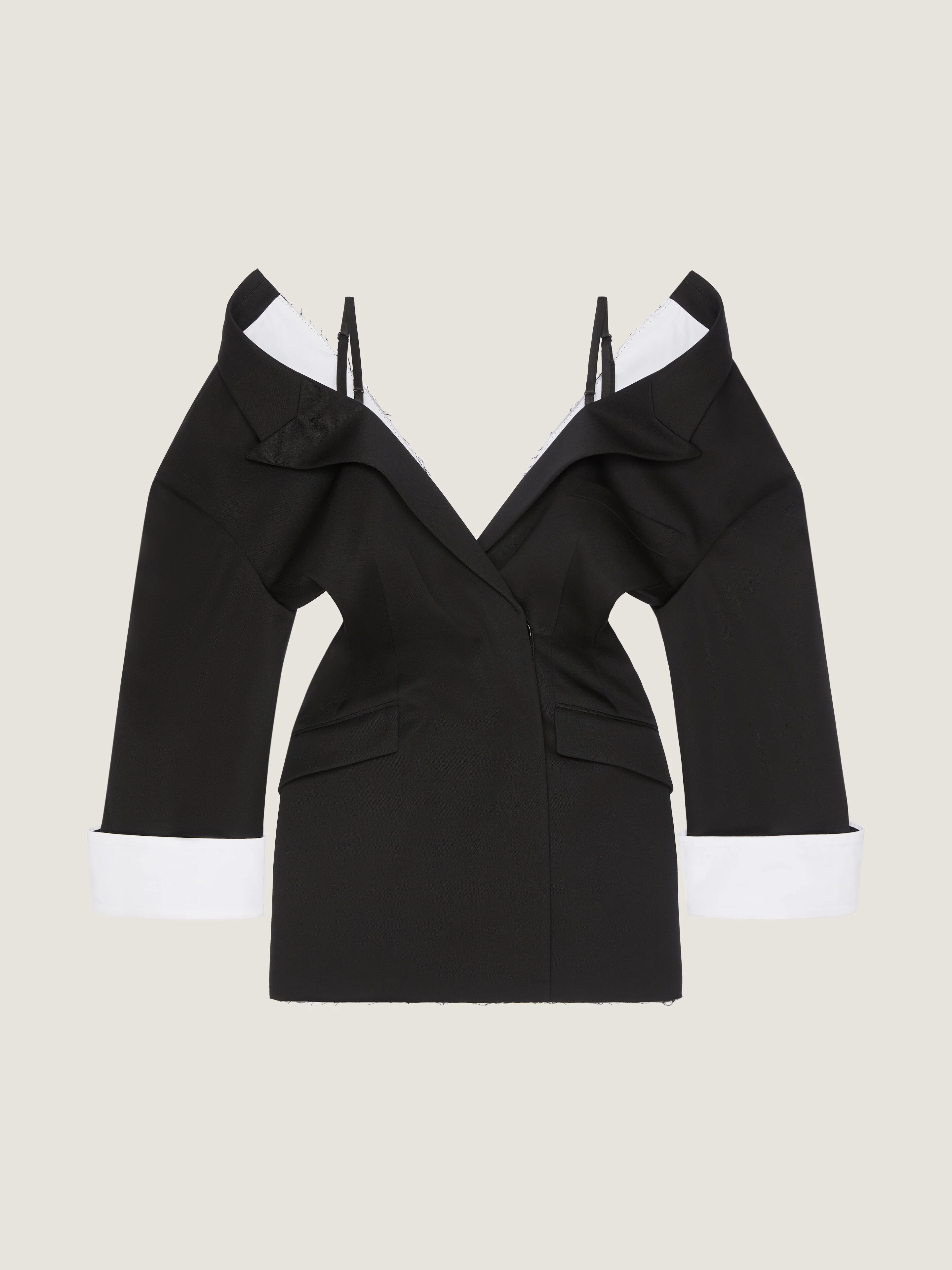 SLASHED MINI TAILORED DRESS IN WOOL - 1