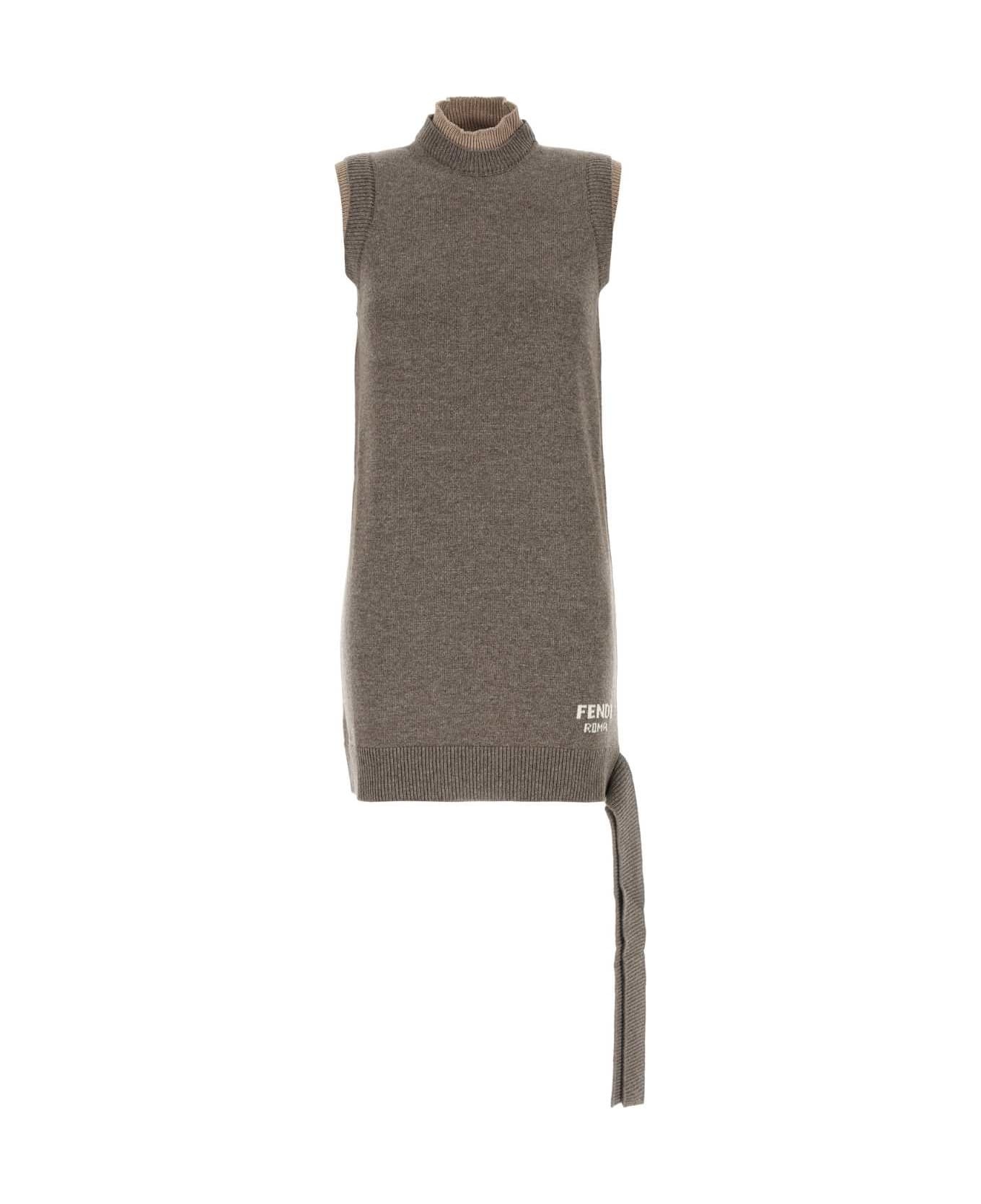 【関税&送料込】Fendi Cappuccino Wool Blend Dress Fendi Cappuccino Wool Blend Mini Dress | italist