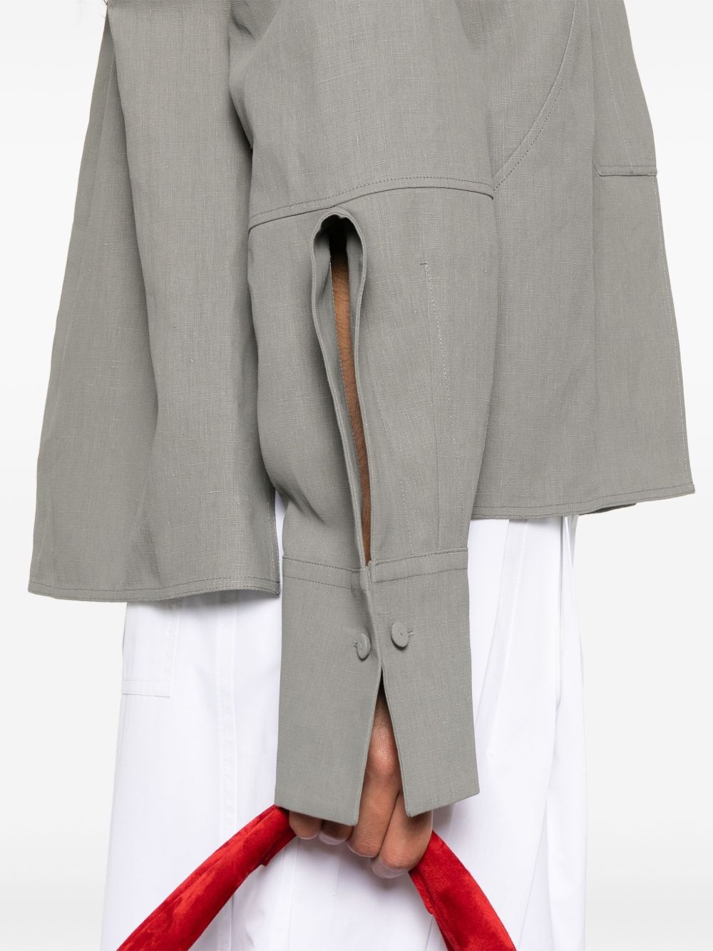 coated linen shirt - 5
