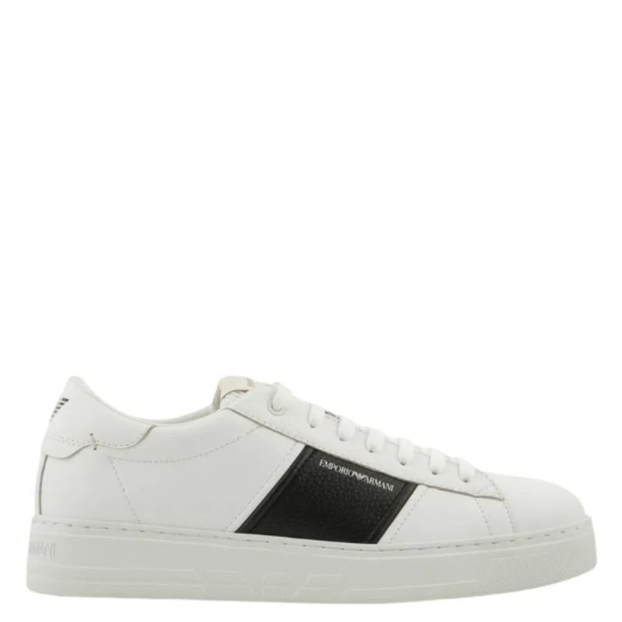 Emporio Armani Leather Sneakers With Logo Detail - 1