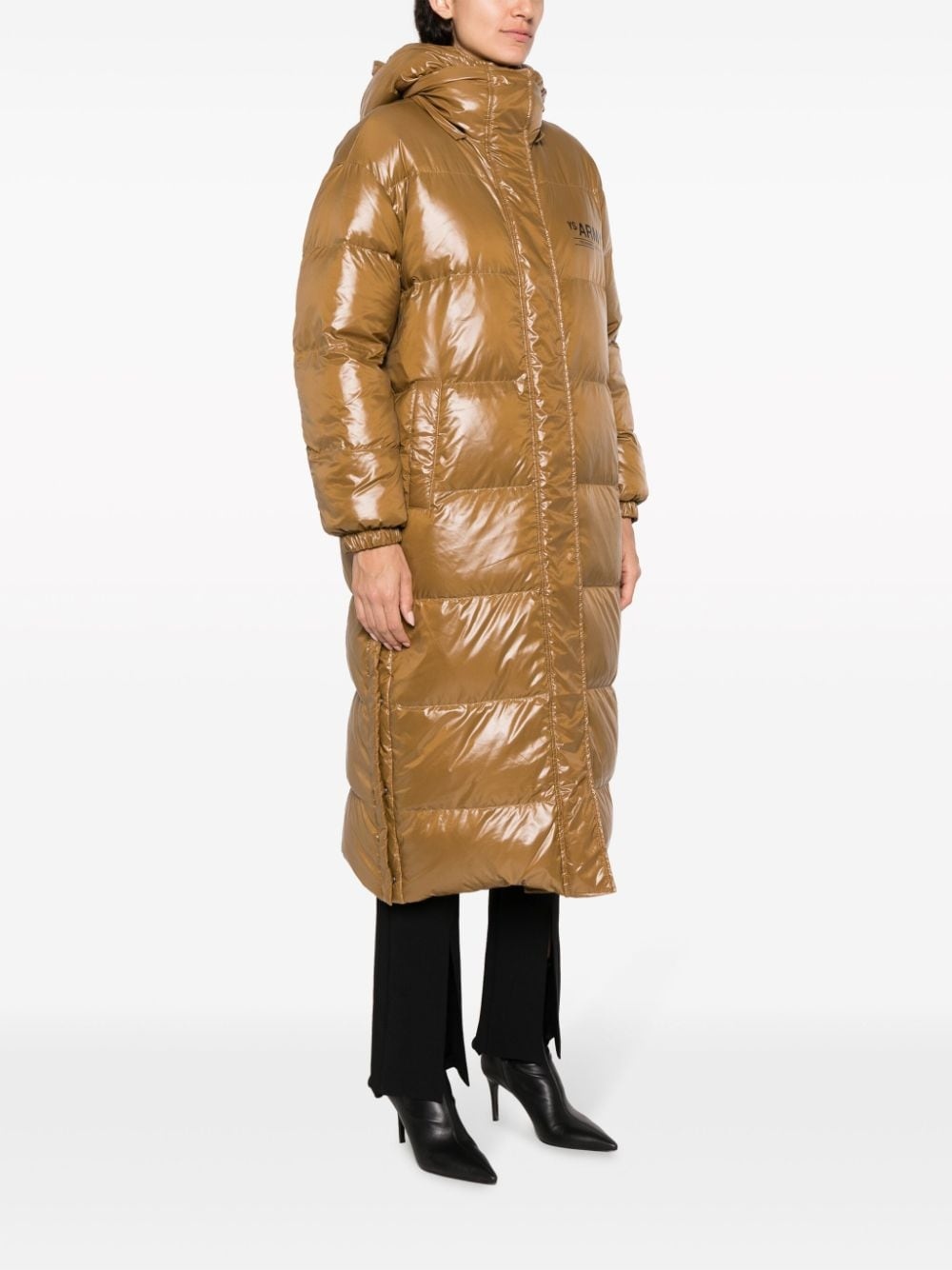logo-print padded down coat - 3