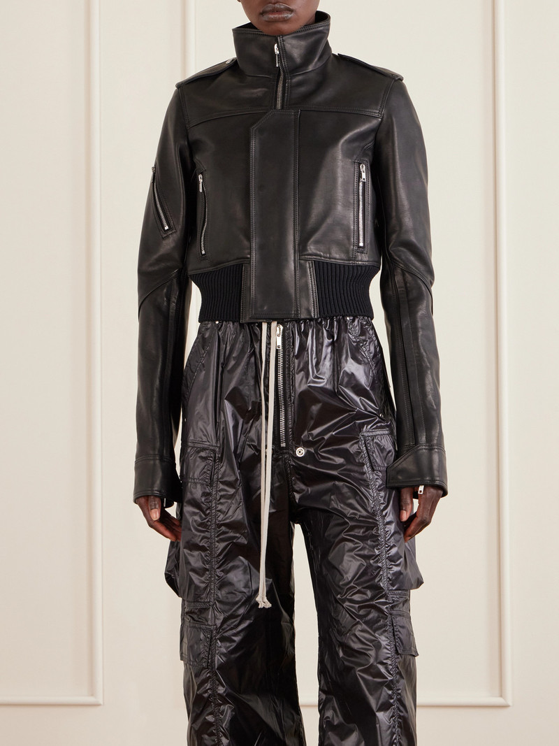 Cropped Leather Biker Jacket 4