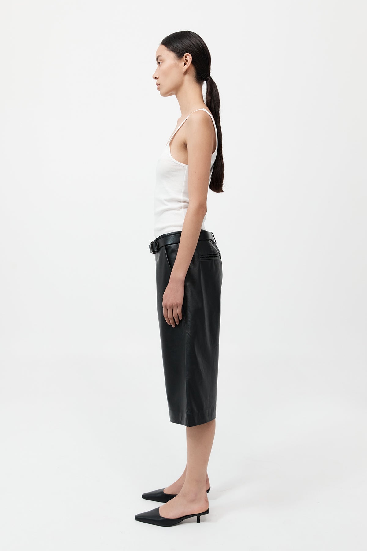 Leather Bermuda Shorts - Black - 5