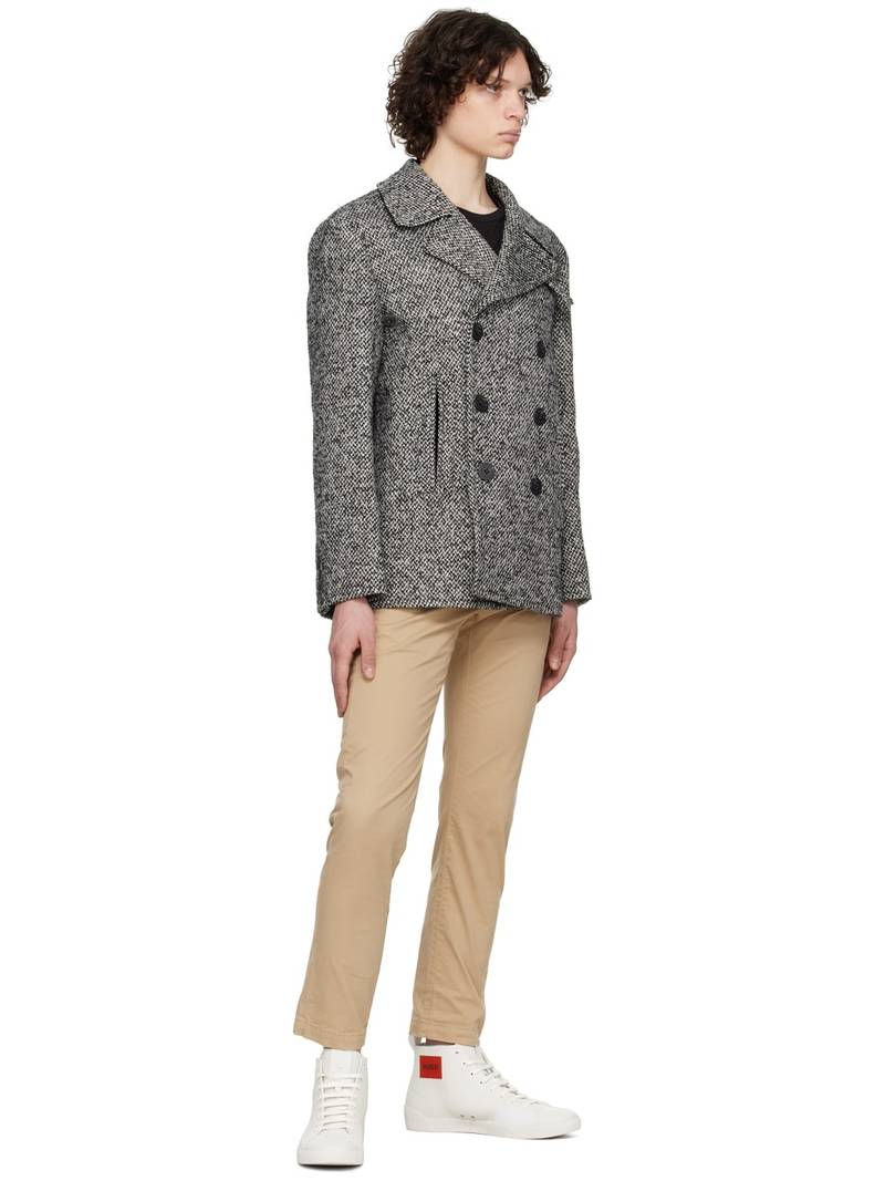 Black & Off-White Military Peacoat 4